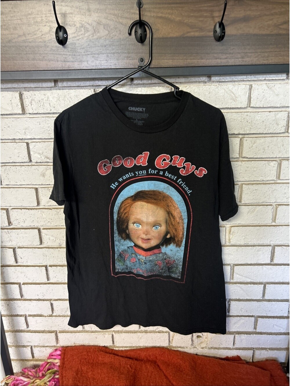 Chucky Good Guys Distressed Printing Men Sz L Black T-Shirt